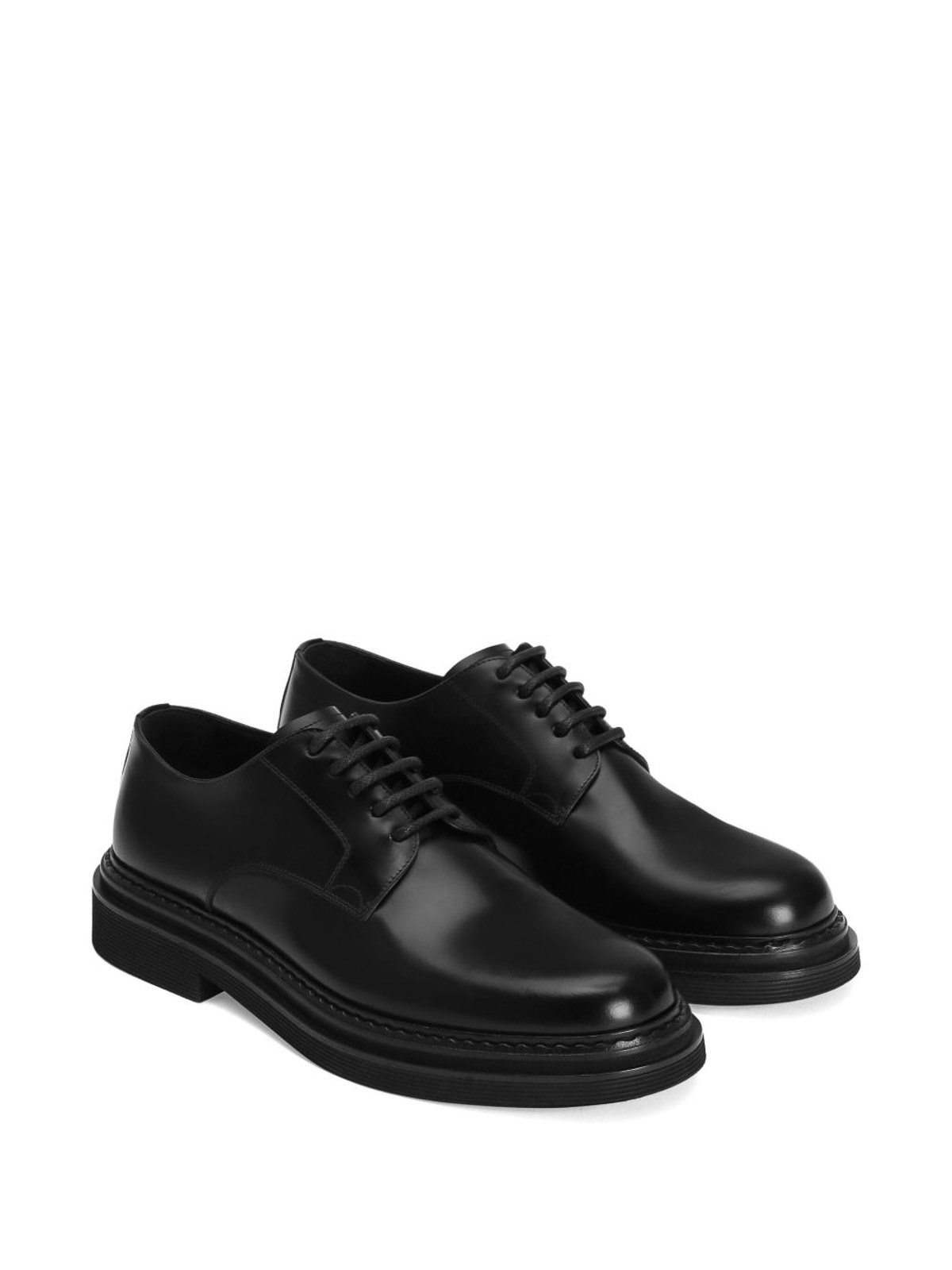 Dolce & Gabbana Black Leather Derby Shoes In Black