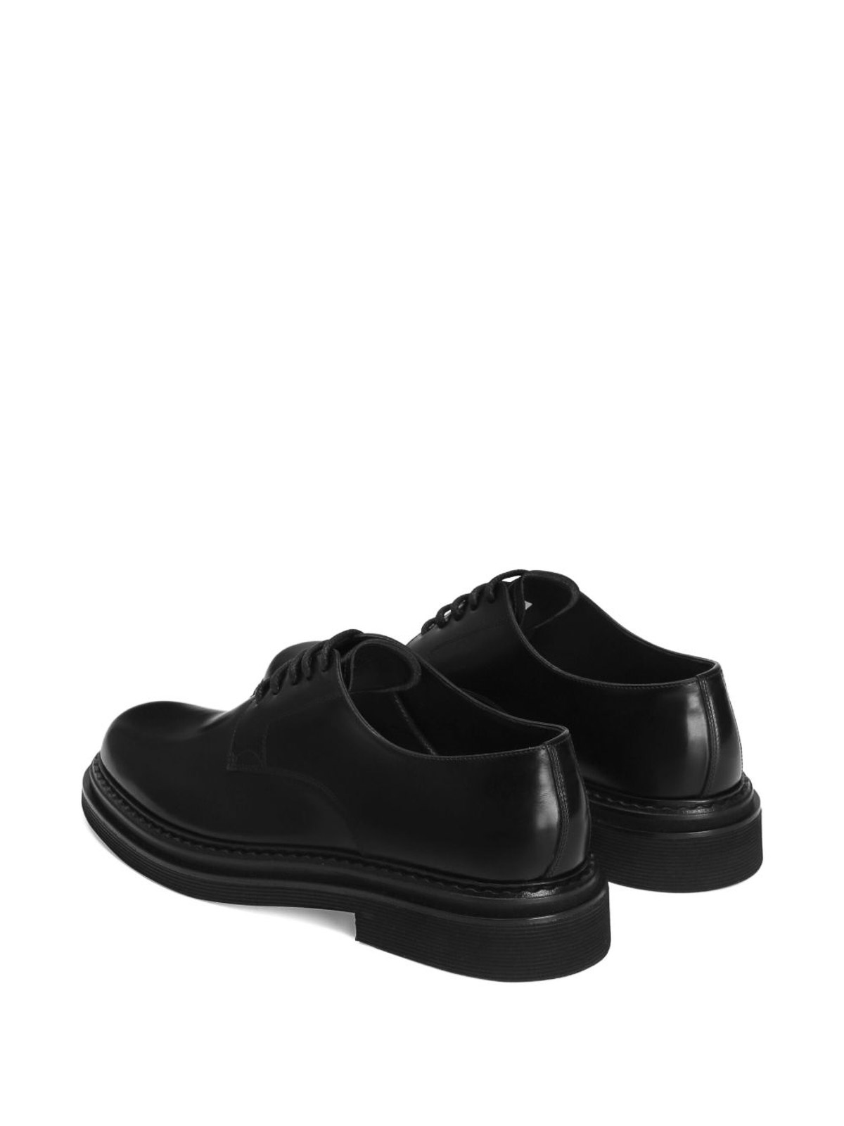 Dolce & Gabbana Black Leather Derby Shoes In Black