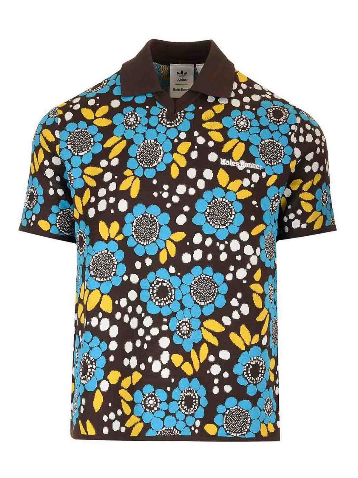 Adidas Originals Adidas X Wales Bonner Logo Floral-intarsia Knitted Polo Shirt In Multi