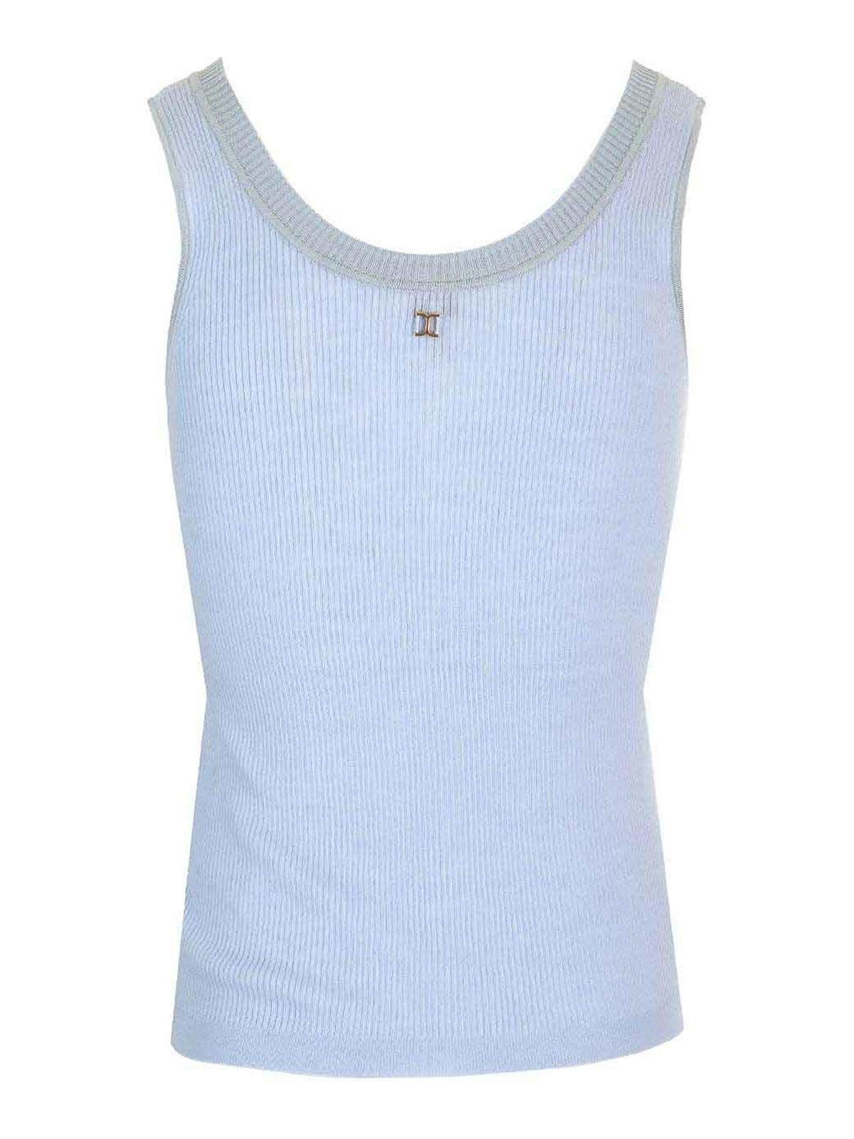 Chloé Ribbed Wool Tank Top In Blue