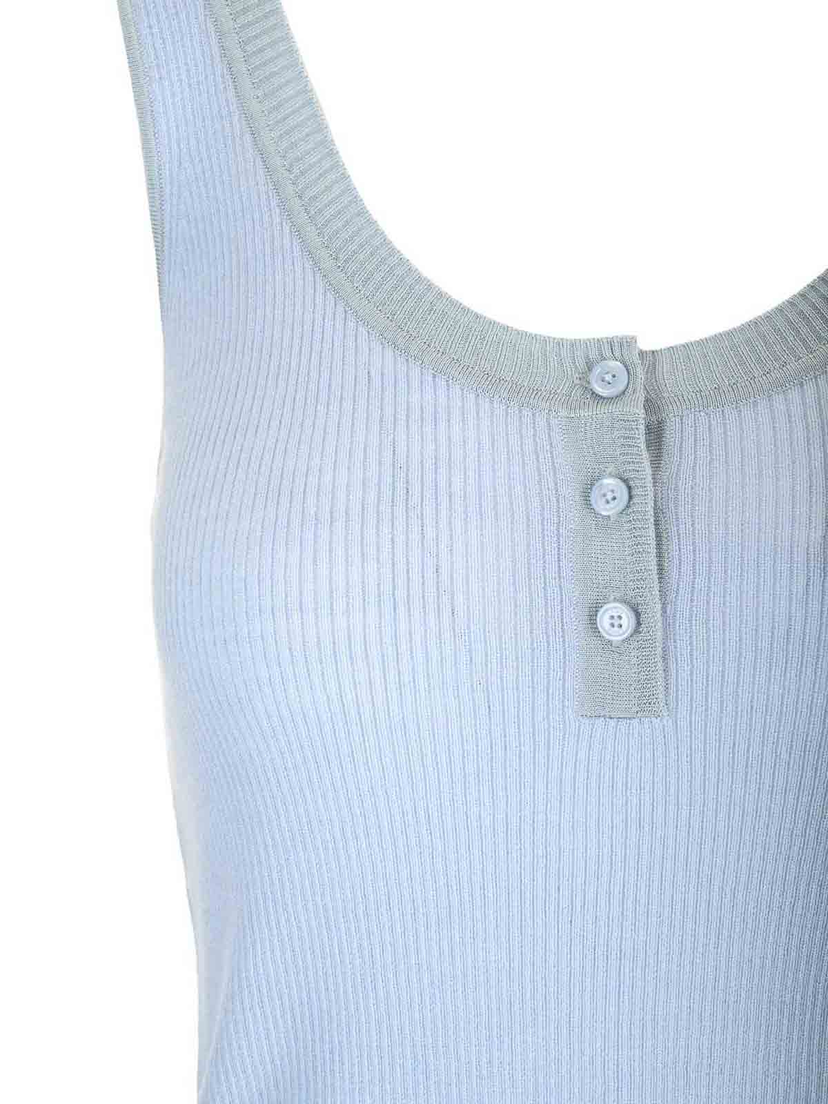 Chloé Ribbed Wool Tank Top In Blue