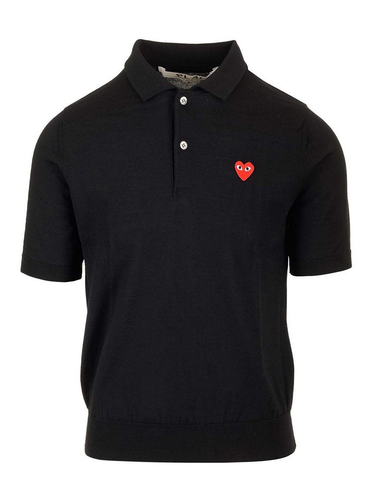 Comme Des Garçons Play Lapel Polo Shirt In Black