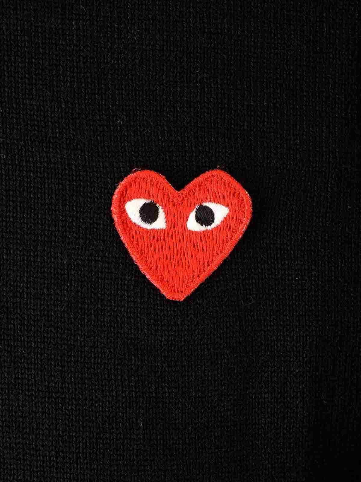 Comme Des Garçons Play Lapel Polo Shirt In Black
