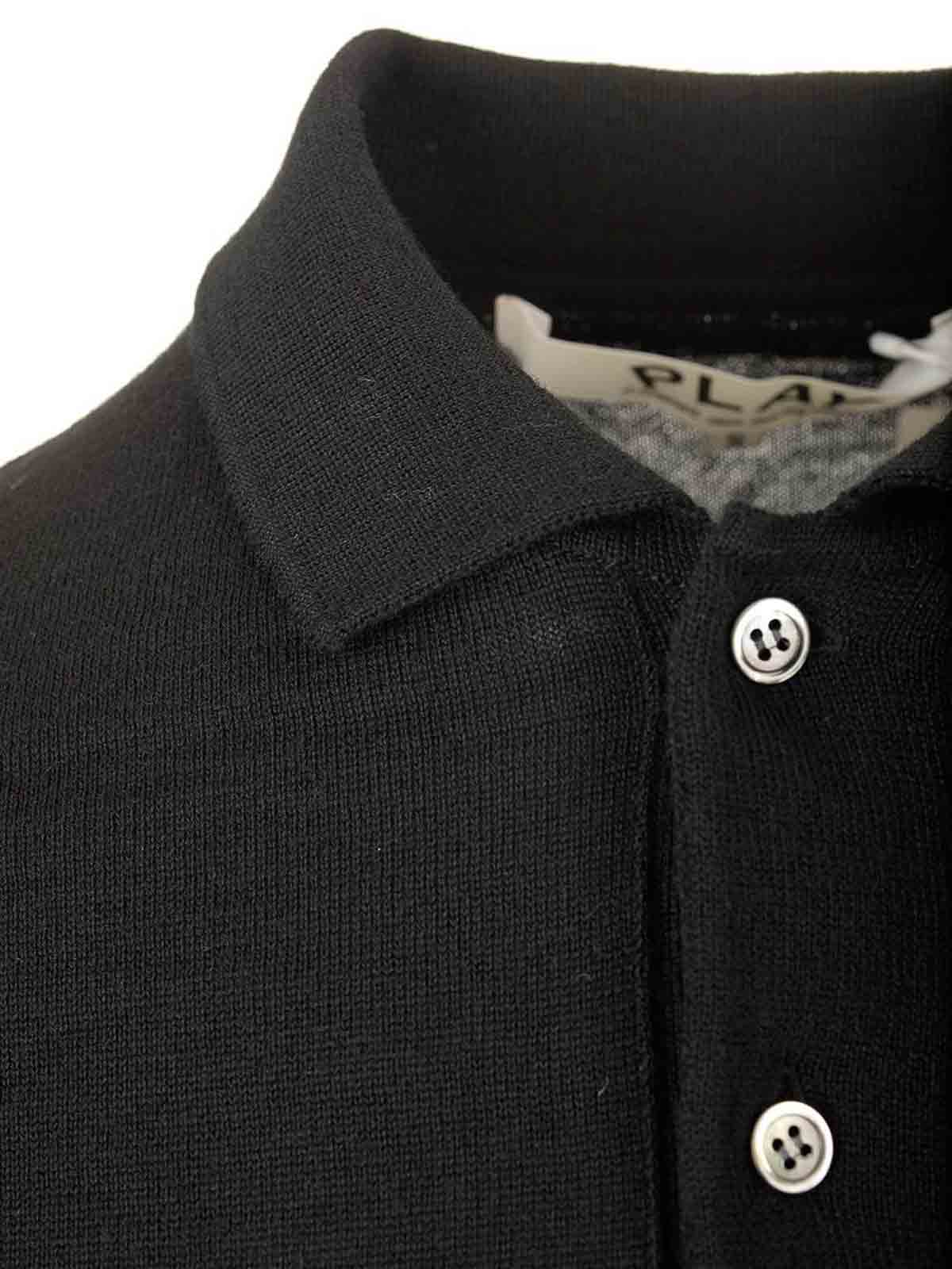 Comme Des Garçons Play Lapel Polo Shirt In Black