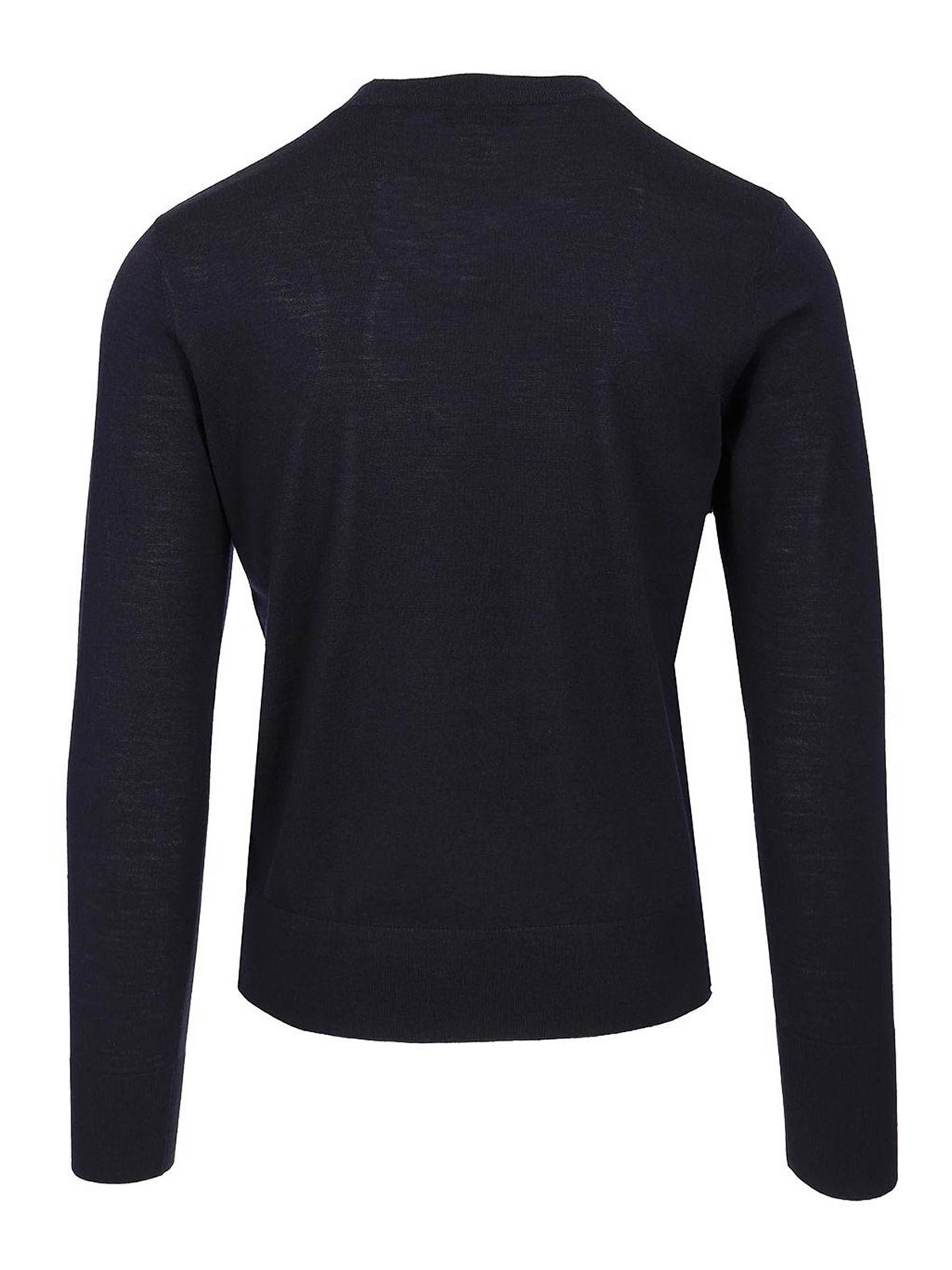 Dries Van Noten Merino Wool Sweater Knitwear Blue In Black