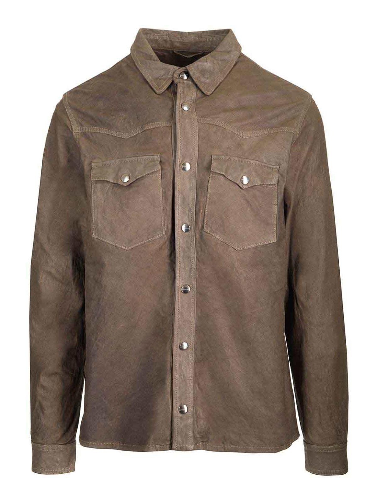 Giorgio Brato Long-sleeve Suede Overshirt In Brown