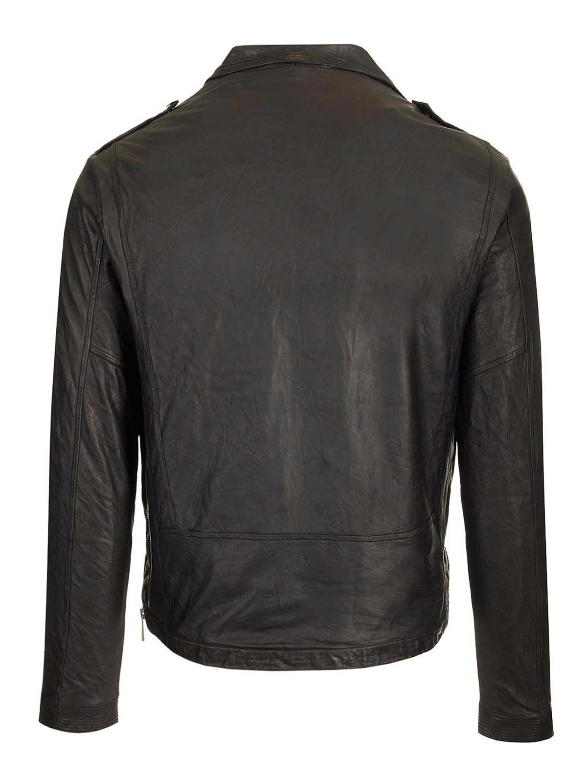 Giorgio Brato Lamb Leather Biker Jacket In Black