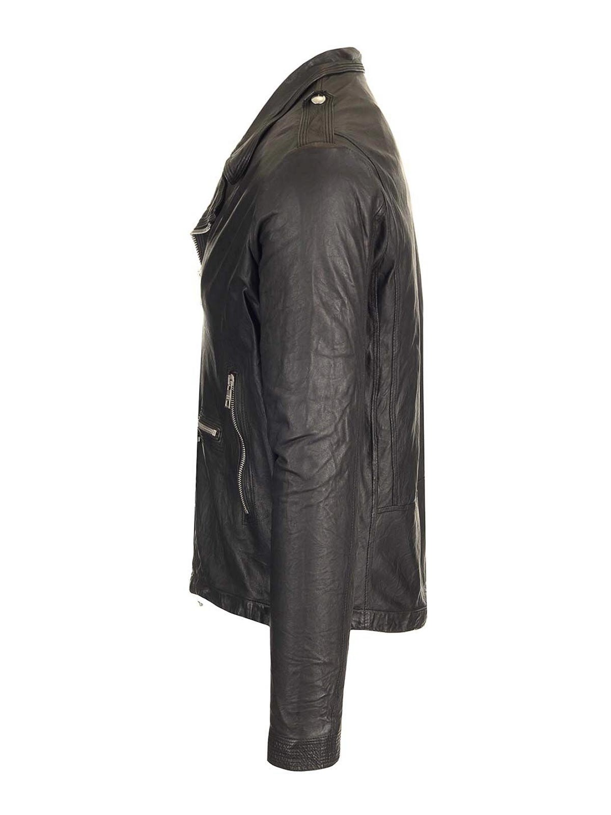 Giorgio Brato Lamb Leather Biker Jacket In Black