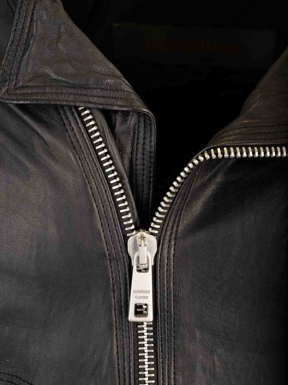 Giorgio Brato Lamb Leather Biker Jacket In Black
