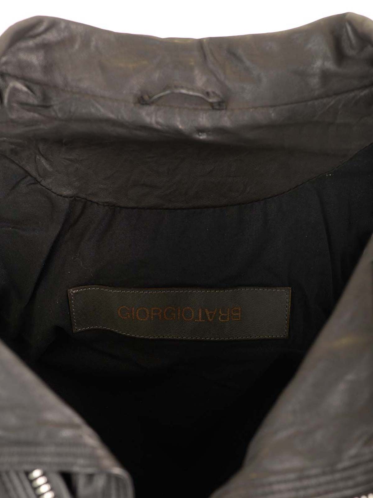 Giorgio Brato Lamb Leather Biker Jacket In Black