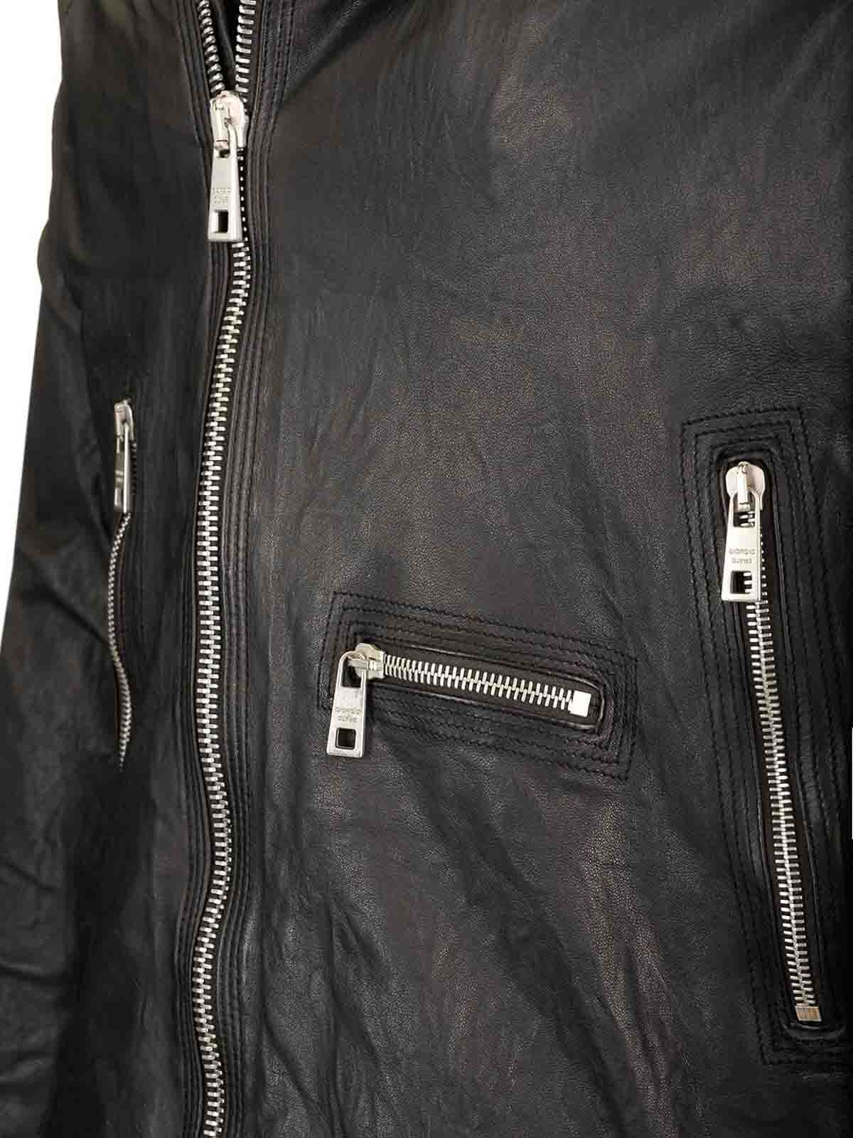 Giorgio Brato Lamb Leather Biker Jacket In Black