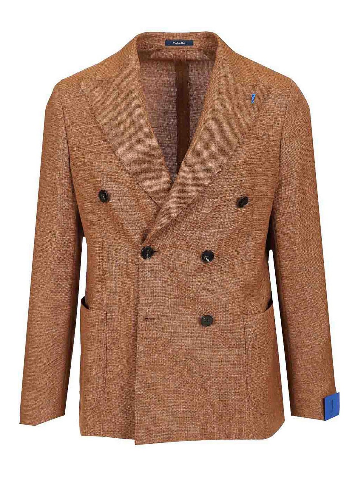 Guarinucci Blazer Doppio Petto Lana Opsak Verde In Brown