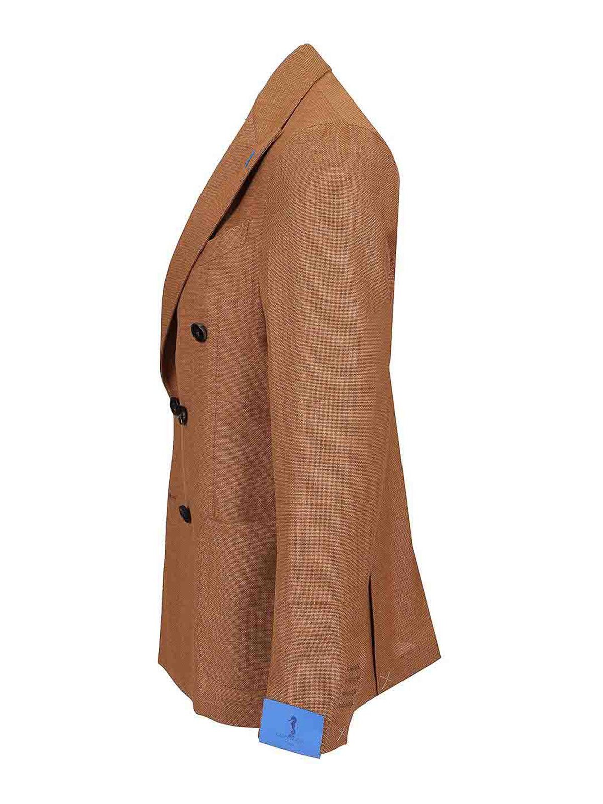 Guarinucci Blazer Doppio Petto Lana Opsak Verde In Brown