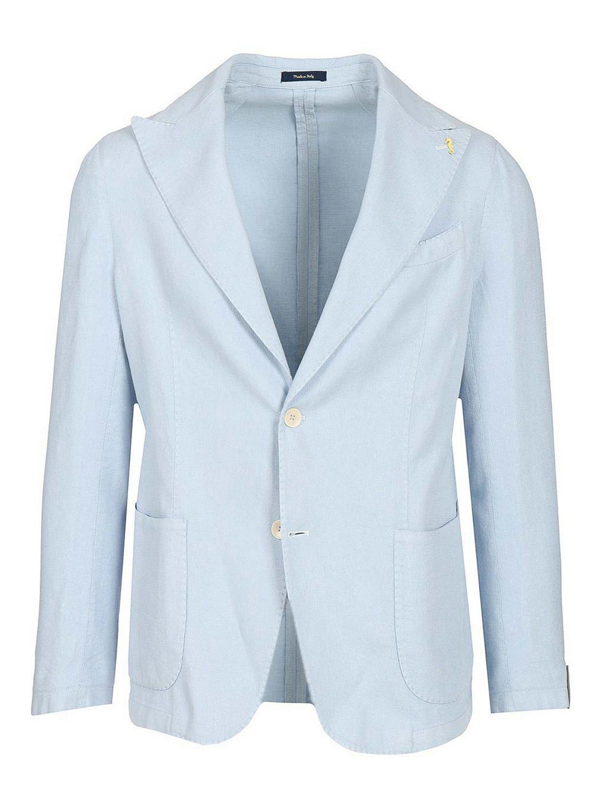 Guarinucci Cotton Linen Blazer Jackets Light Blue In Blue