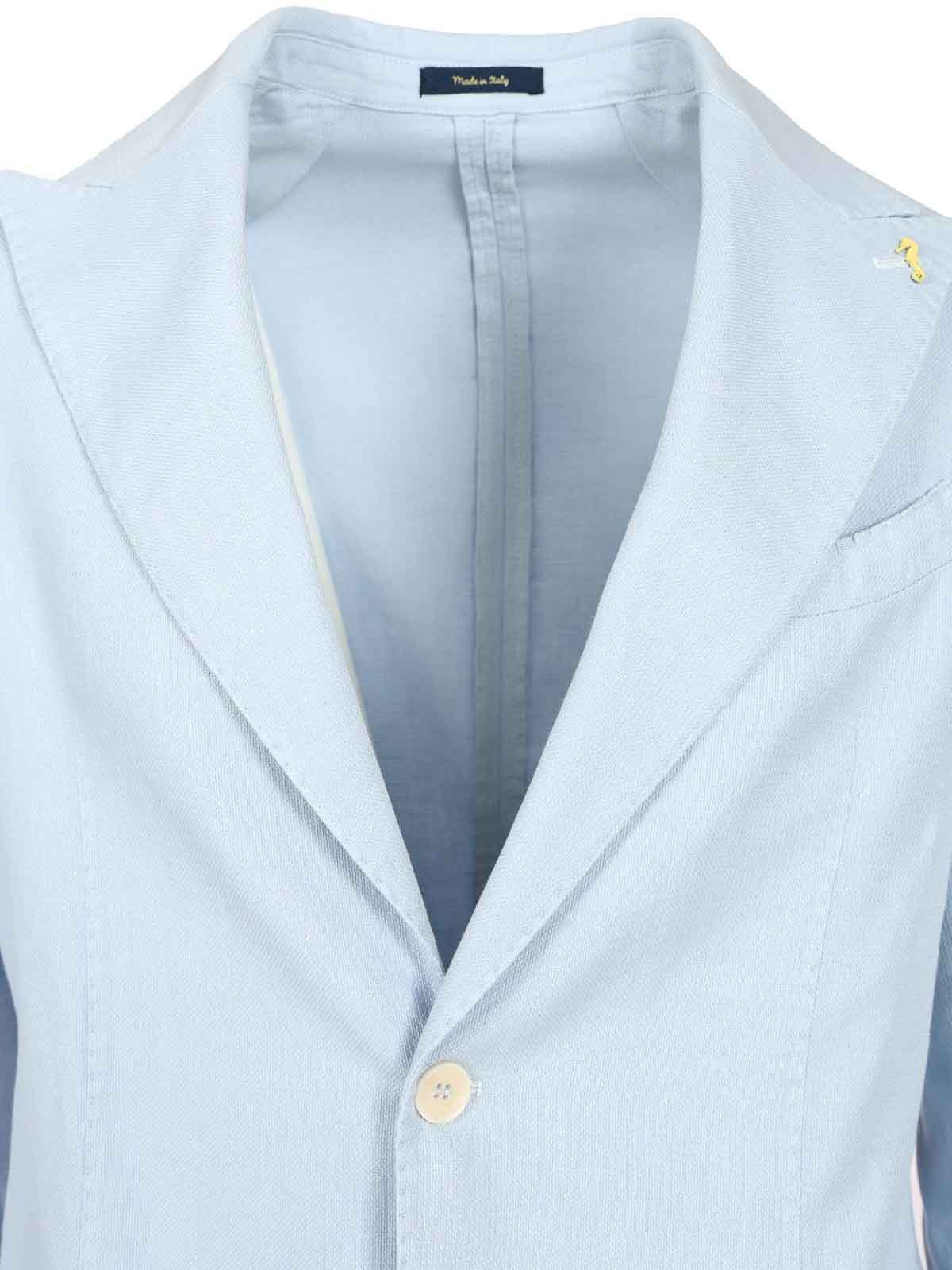 Guarinucci Cotton Linen Blazer Jackets Light Blue In Blue