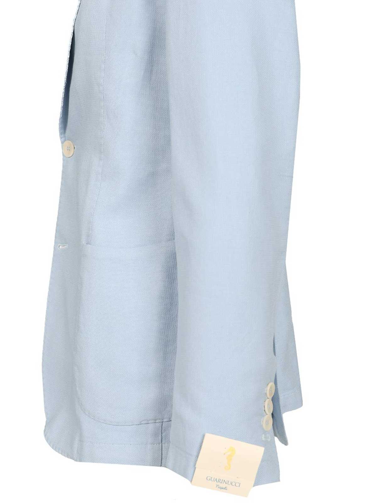 Guarinucci Cotton Linen Blazer Jackets Light Blue In Blue