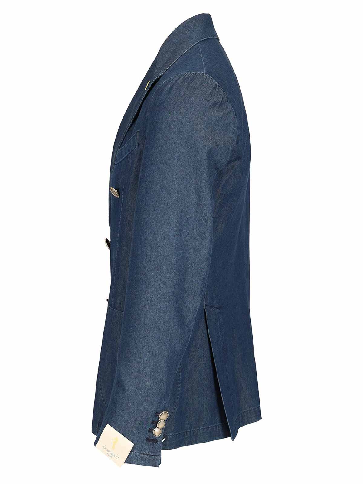 Guarinucci Double-breasted Blazer In Washed Denim Jackets Blue In Blue
