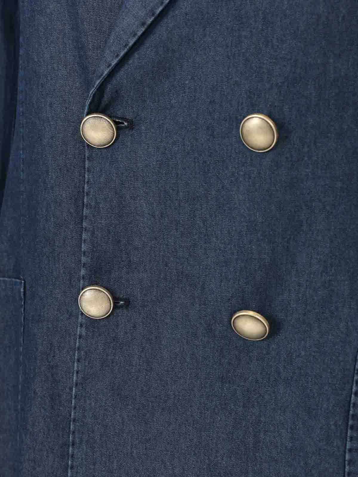 Guarinucci Double-breasted Blazer In Washed Denim Jackets Blue In Blue
