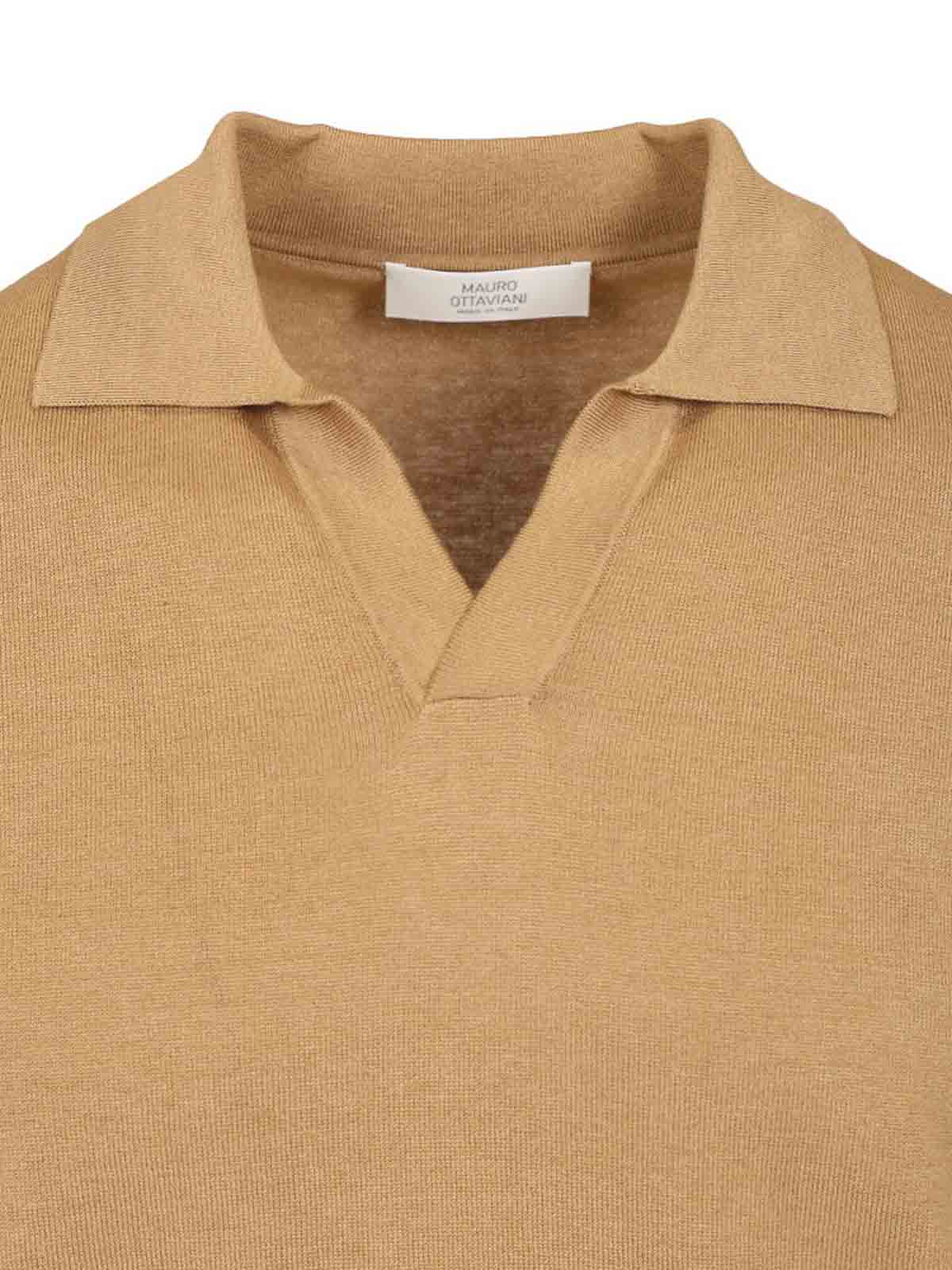 Mauro Ottaviani Knitted Jersey Polo Shirt In Neutral