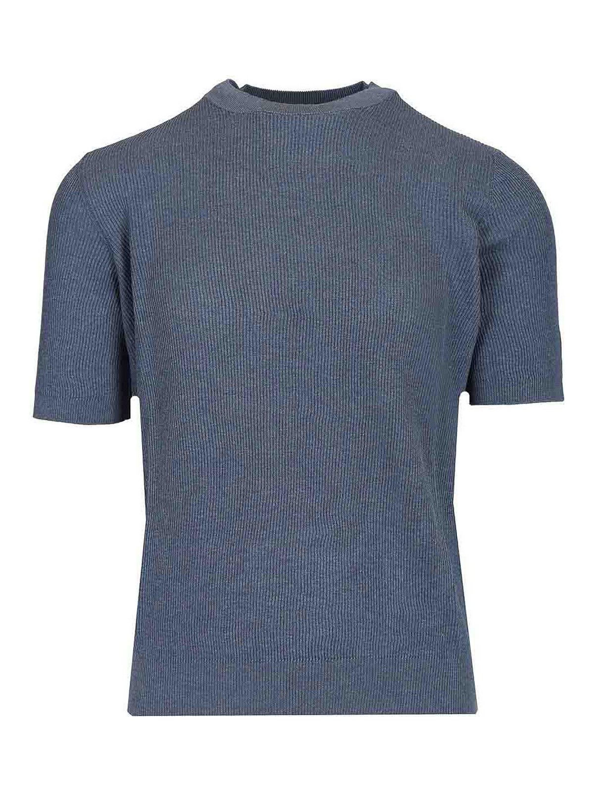 Mauro Ottaviani Ribbed T-shirt In Blue