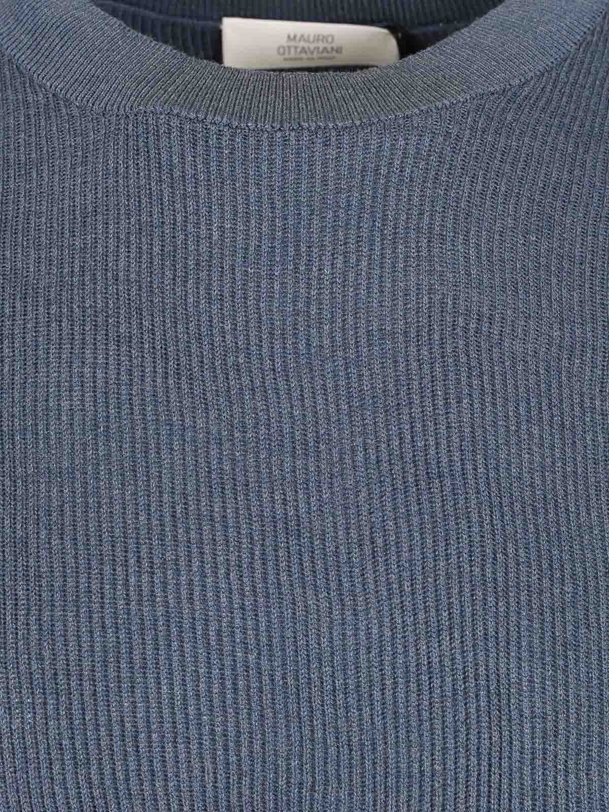 Mauro Ottaviani Ribbed T-shirt In Blue