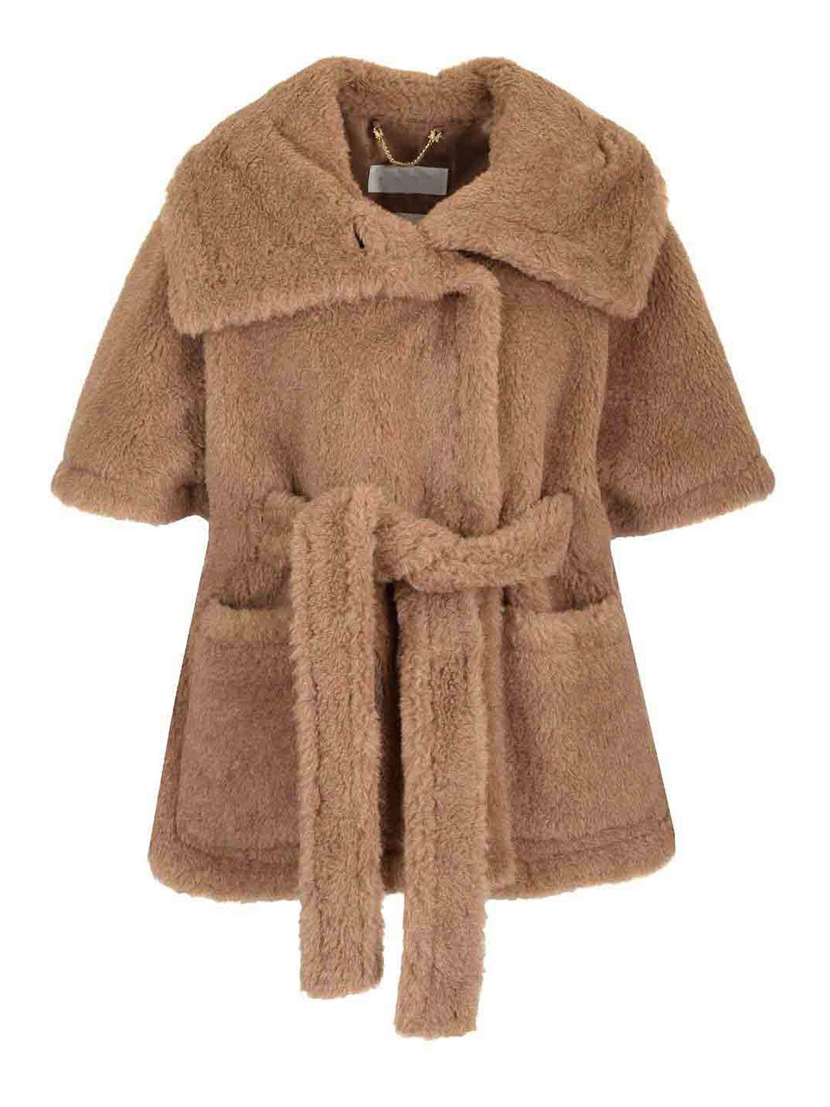 Max Mara Amato Short Cape In Brown