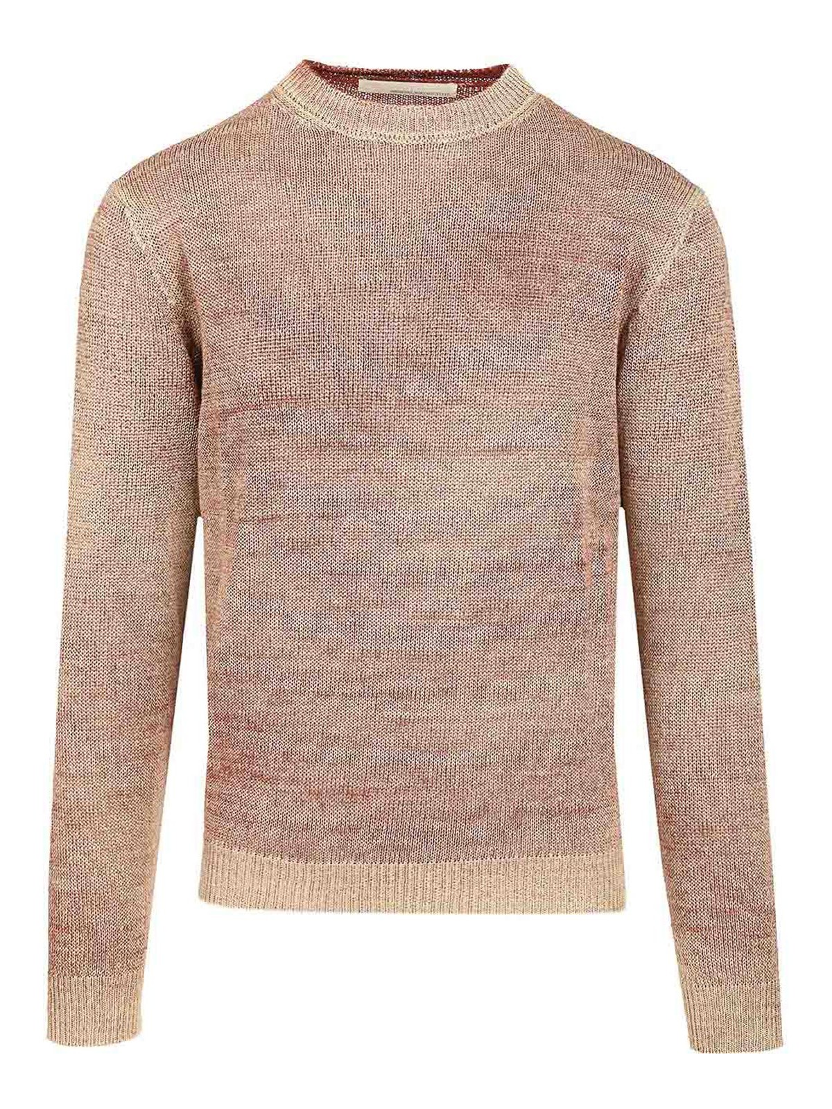 Original Vintage Style Heavy Linen Crewneck Sweater In Pink