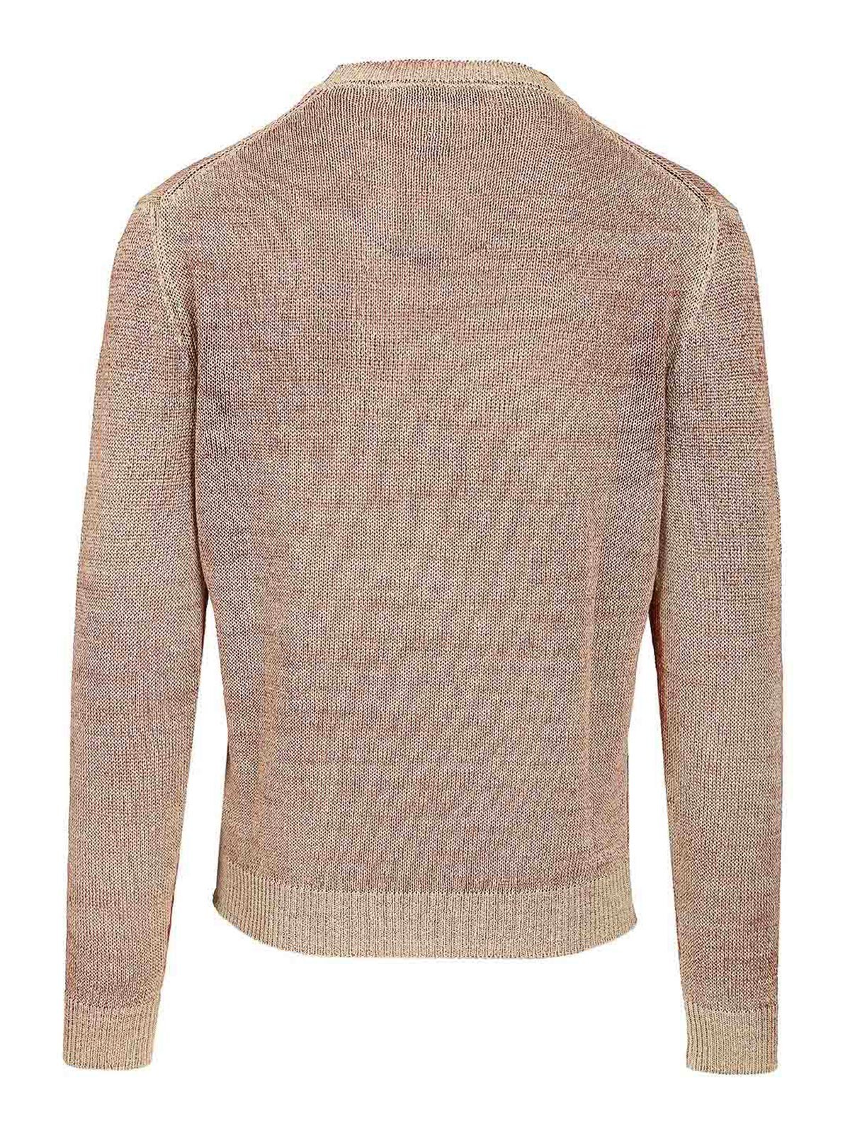 Original Vintage Style Heavy Linen Crewneck Sweater In Pink