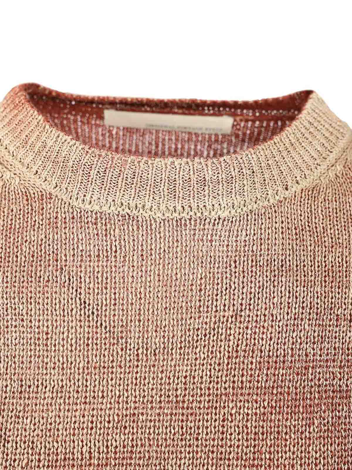 Original Vintage Style Heavy Linen Crewneck Sweater In Pink