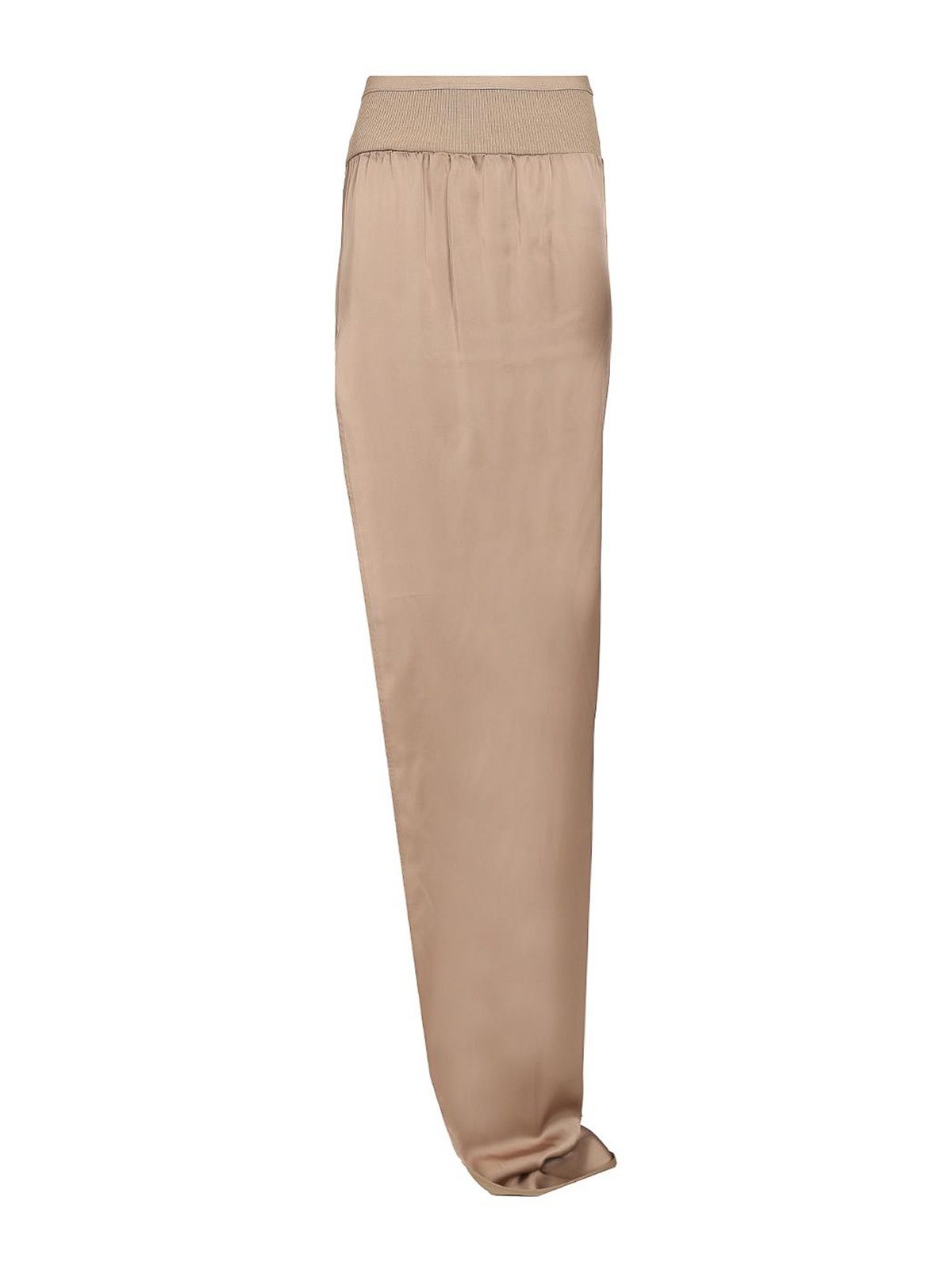 Rick Owens Side Slit Long Skirt Jackets Beige In Neutral