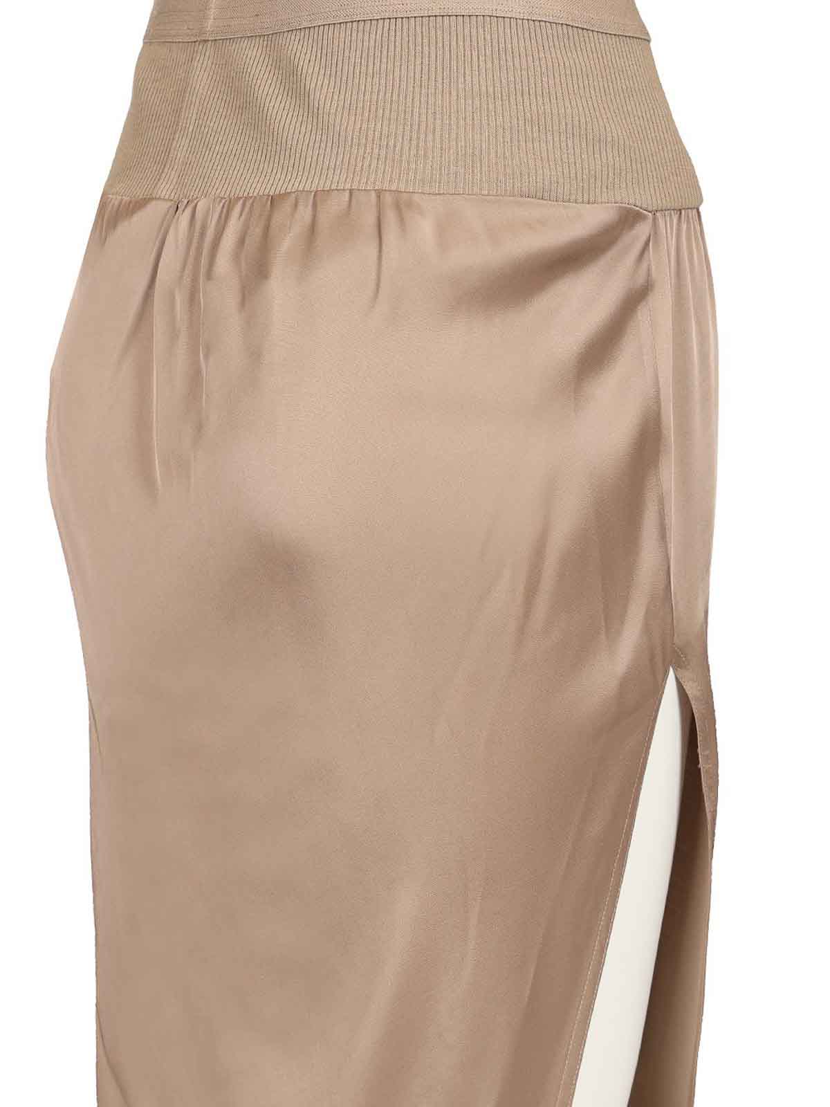 Rick Owens Side Slit Long Skirt Jackets Beige In Neutral