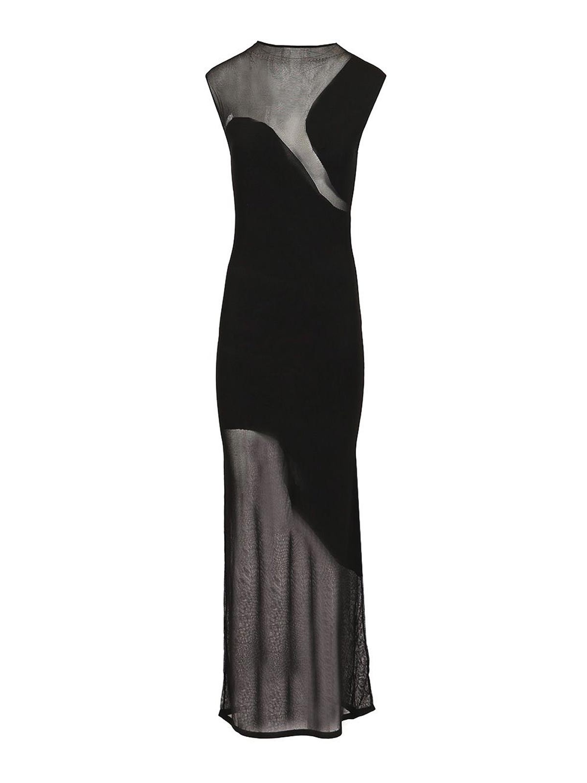Rotate Birger Christensen Long Dress In Transparent Mesh In Black