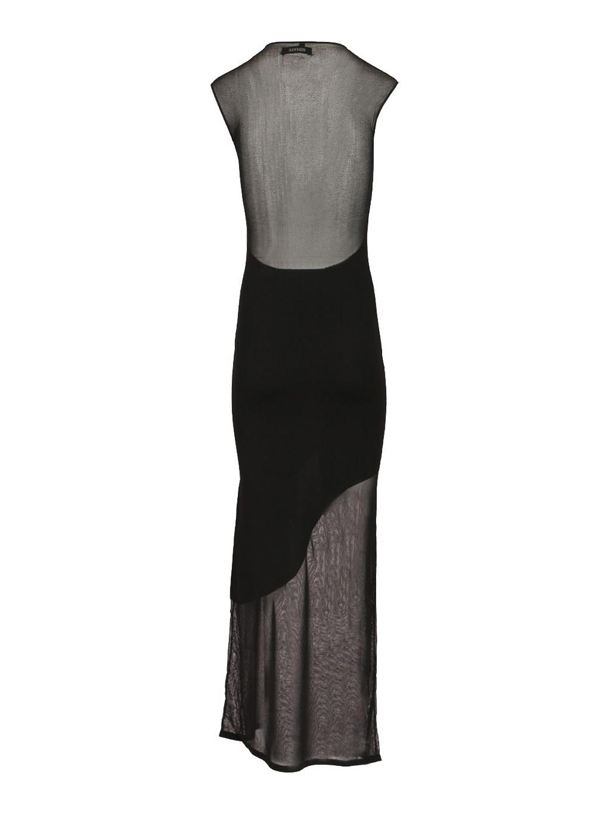 Rotate Birger Christensen Long Dress In Transparent Mesh In Black