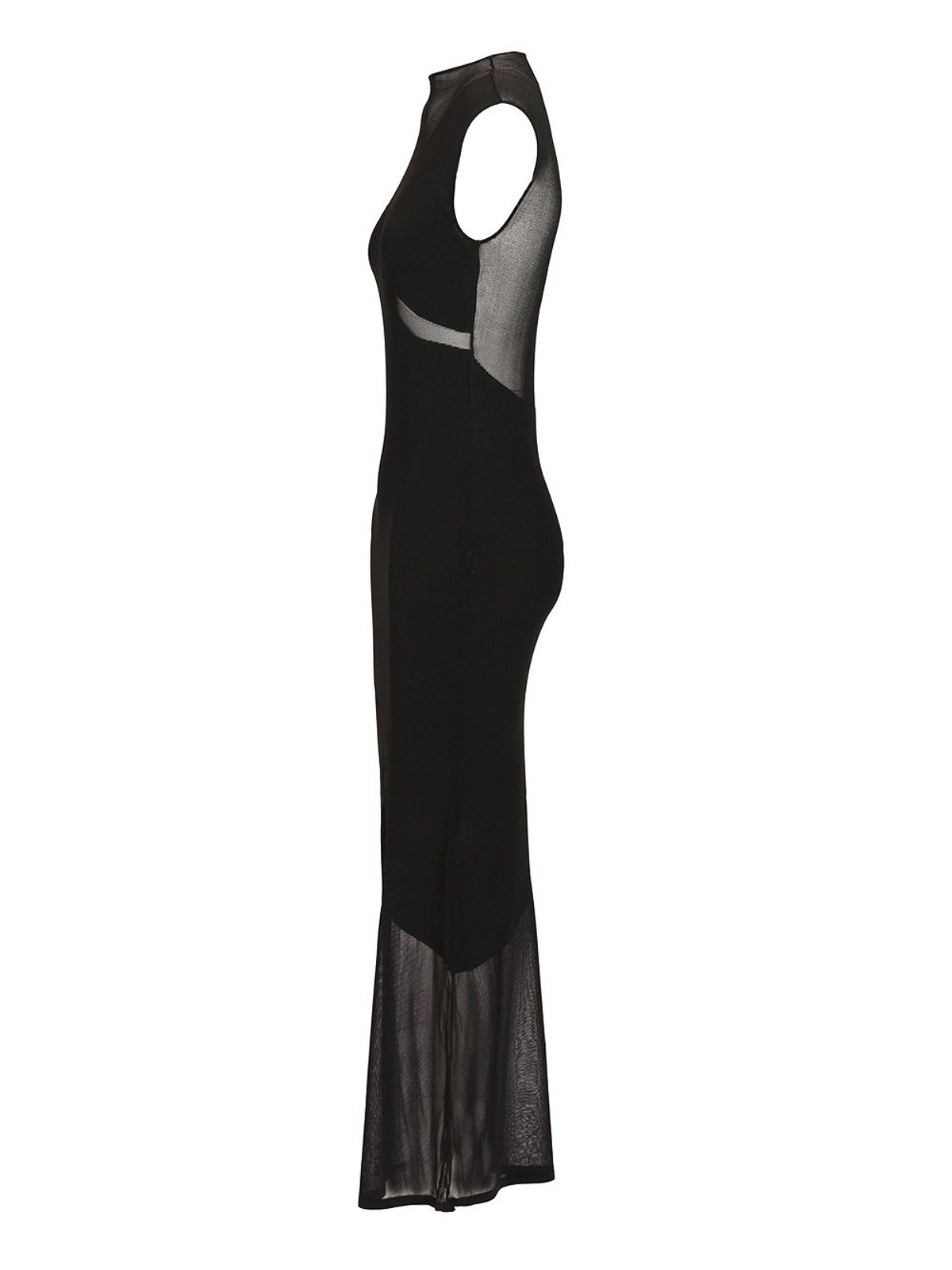 Rotate Birger Christensen Long Dress In Transparent Mesh In Black