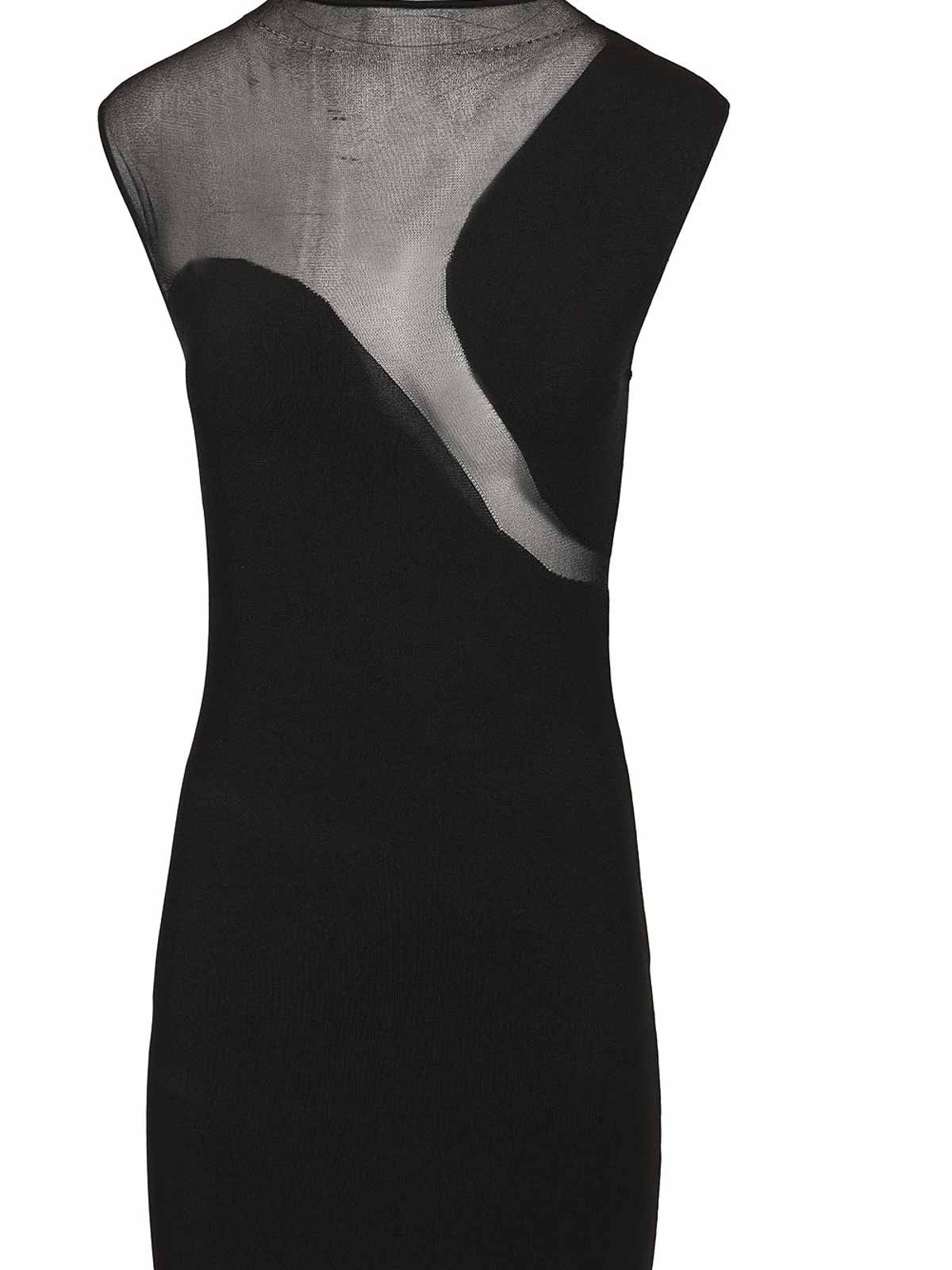 Rotate Birger Christensen Long Dress In Transparent Mesh In Black