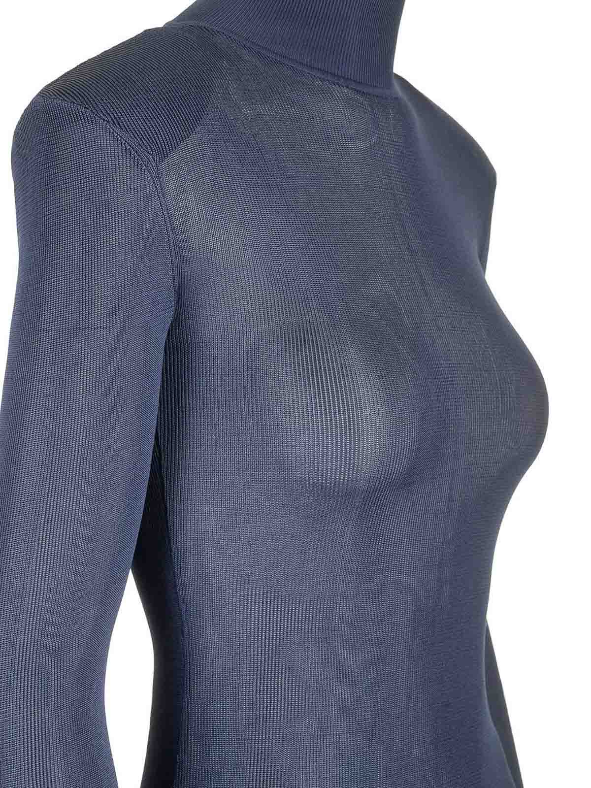 Self-portrait Viscose Knit Fitted Dress In Blue