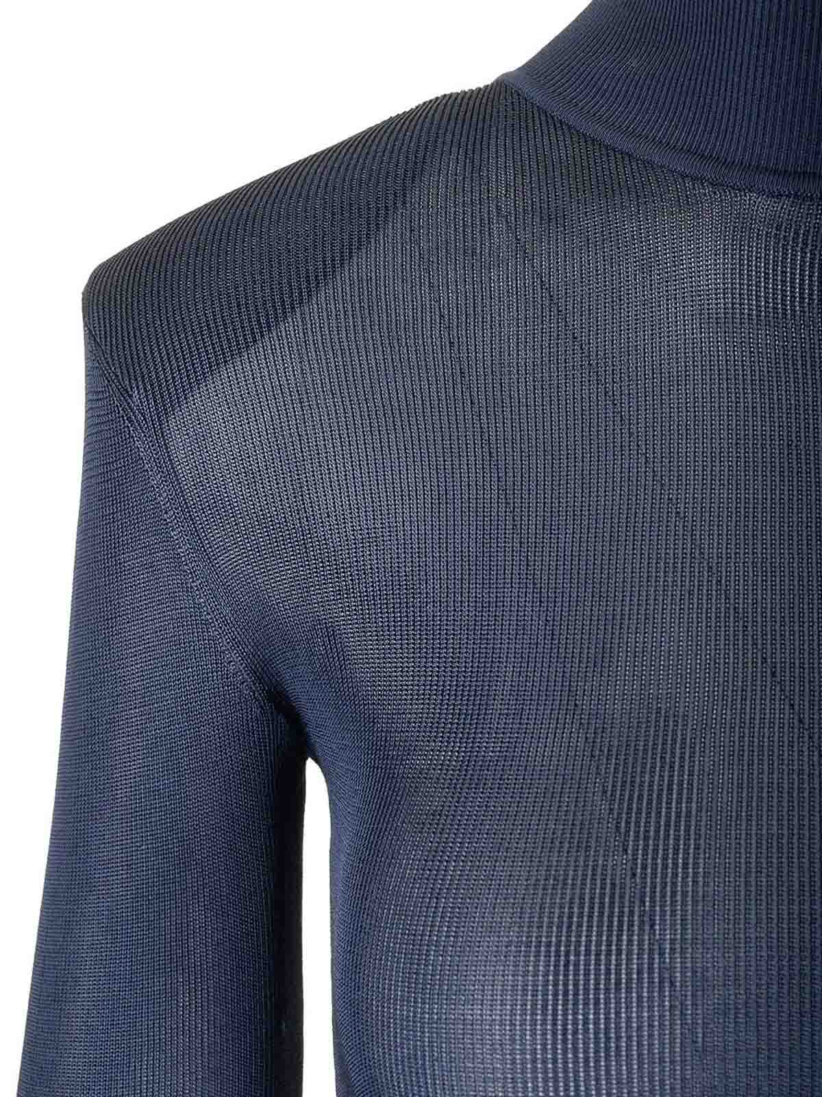 Self-portrait Viscose Knit Fitted Dress In Blue