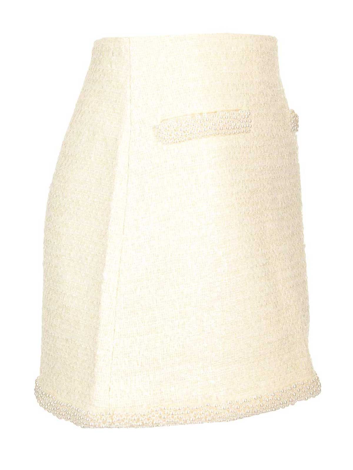 Self-portrait Boucle Mini Skirt In Neutral