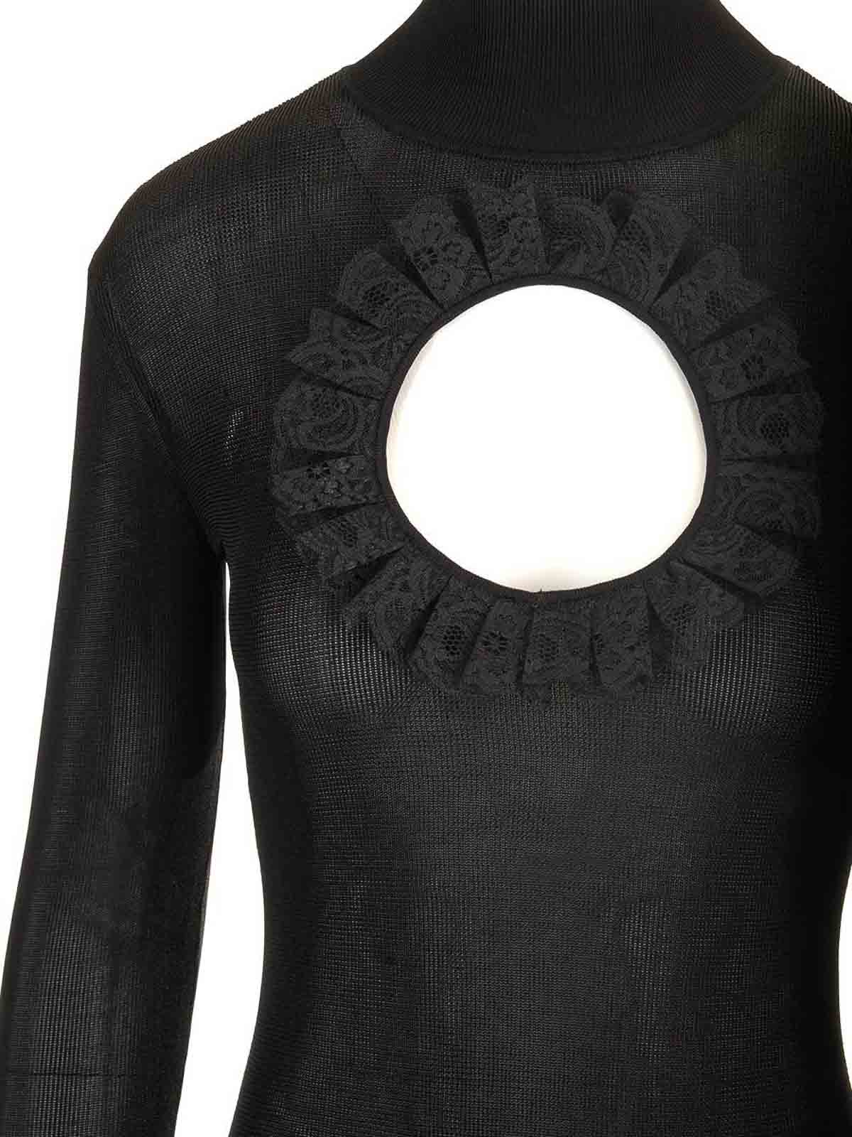 Self-portrait Knitted Bodysuit In Black
