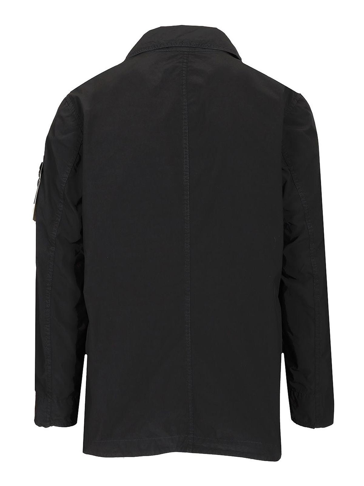 Stone Island Short Nylon Trench Coat Jackets Blue In Black