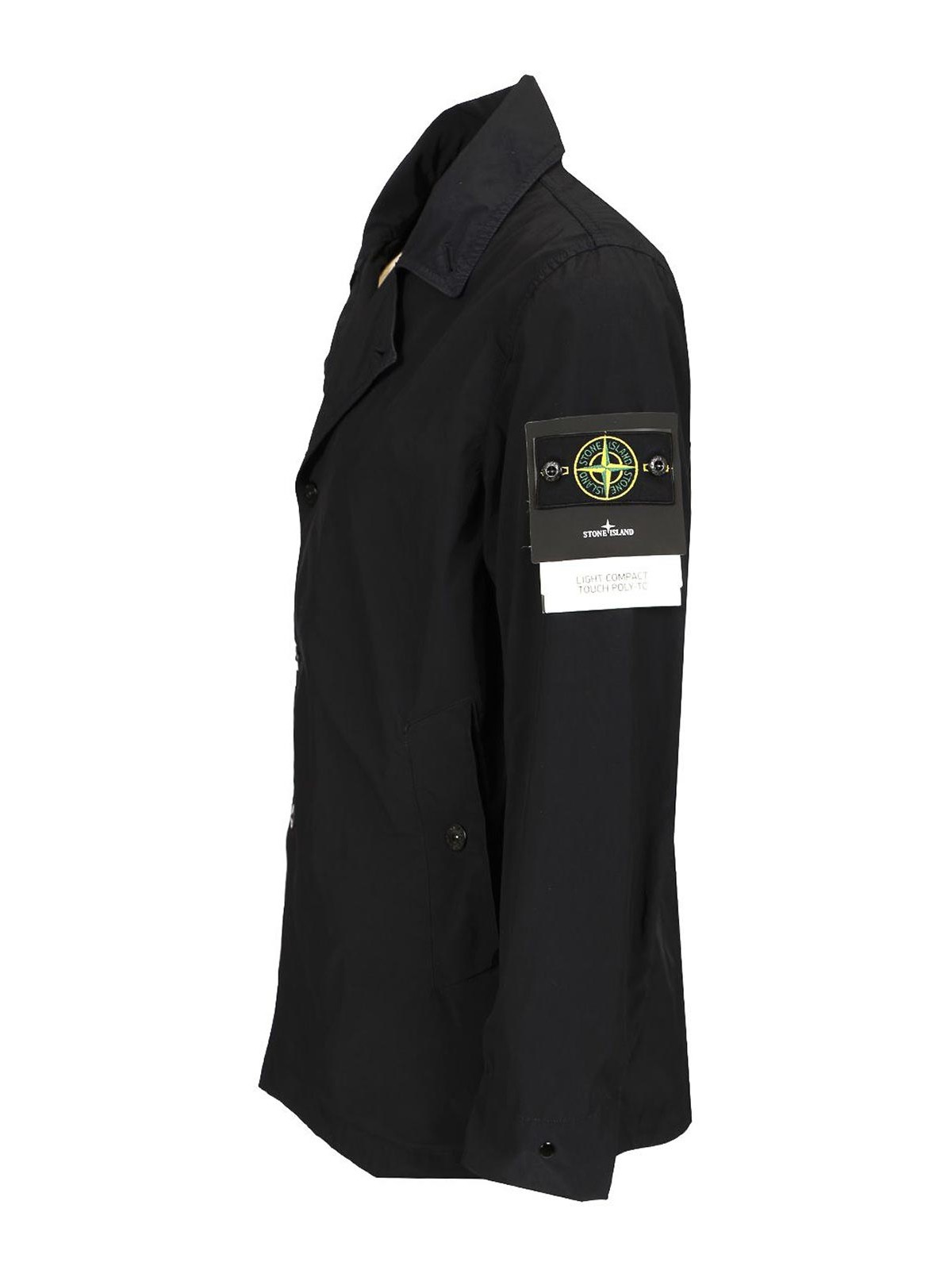 Stone Island Short Nylon Trench Coat Jackets Blue In Black