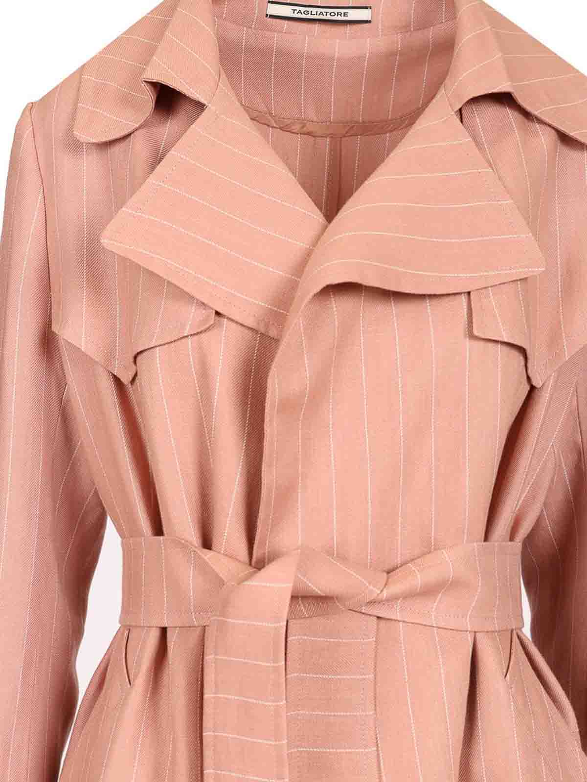 Tagliatore Carola Long Trench Coat In Pink