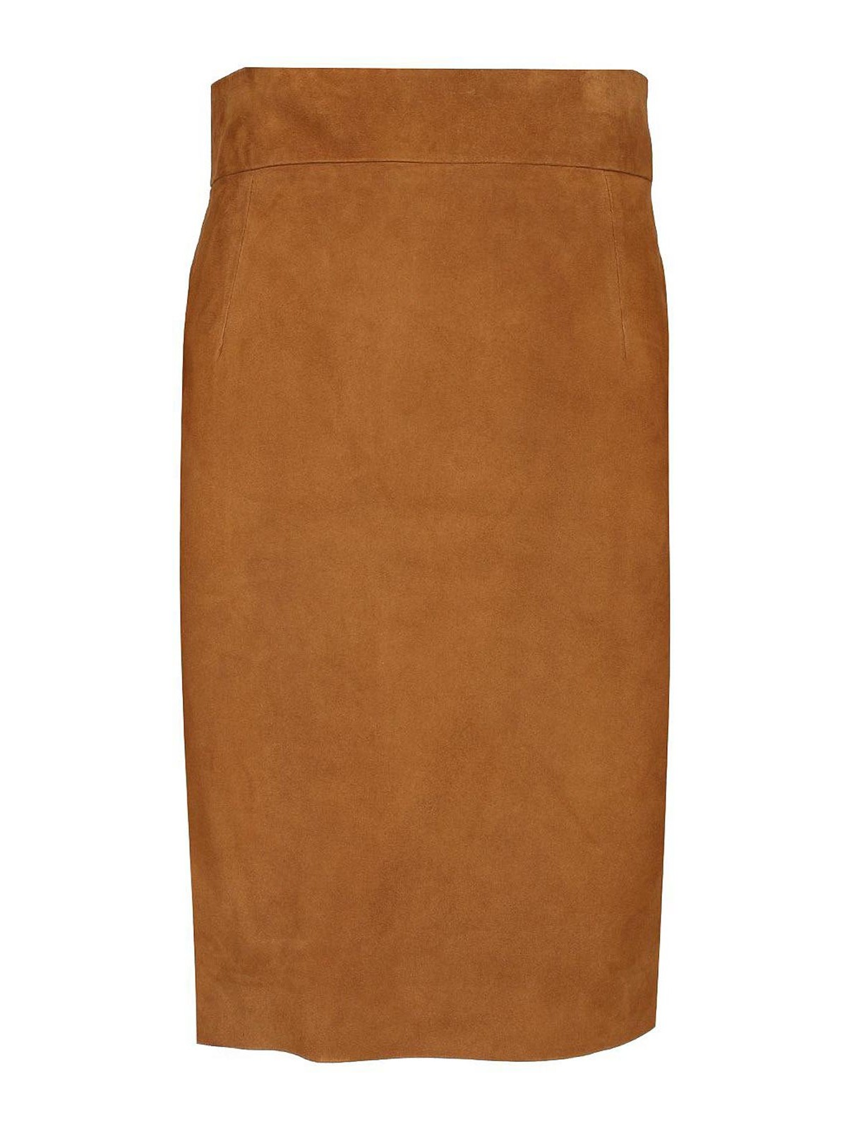 Tagliatore Suede Midi Skirt Skirts Brown In Brown
