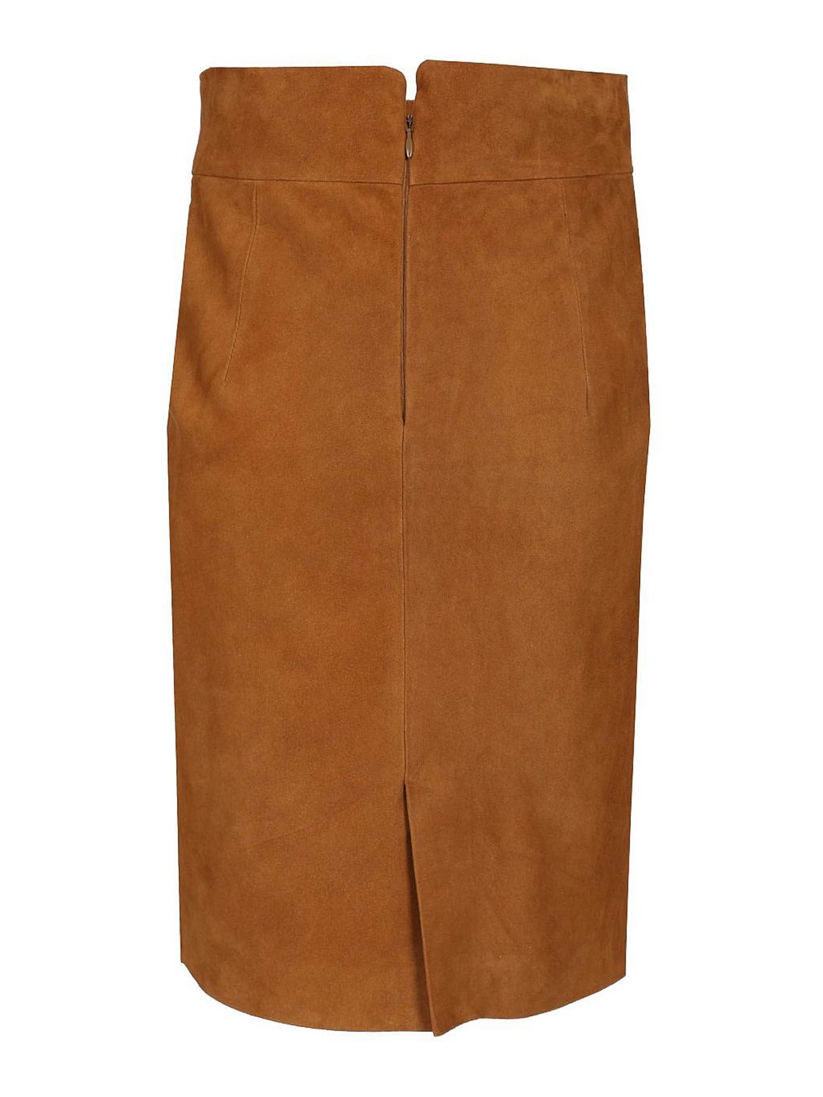 Tagliatore Suede Midi Skirt Skirts Brown In Brown