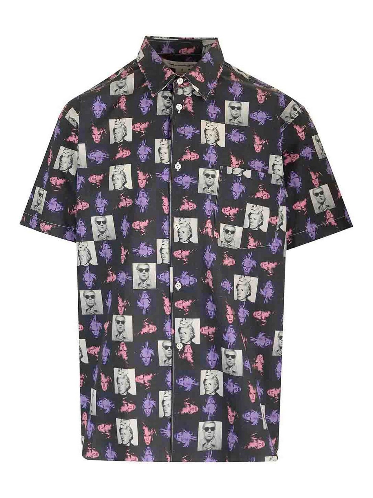 Comme Des Garçons Short-sleeved Shirt With Andy Warhol Print In Multi