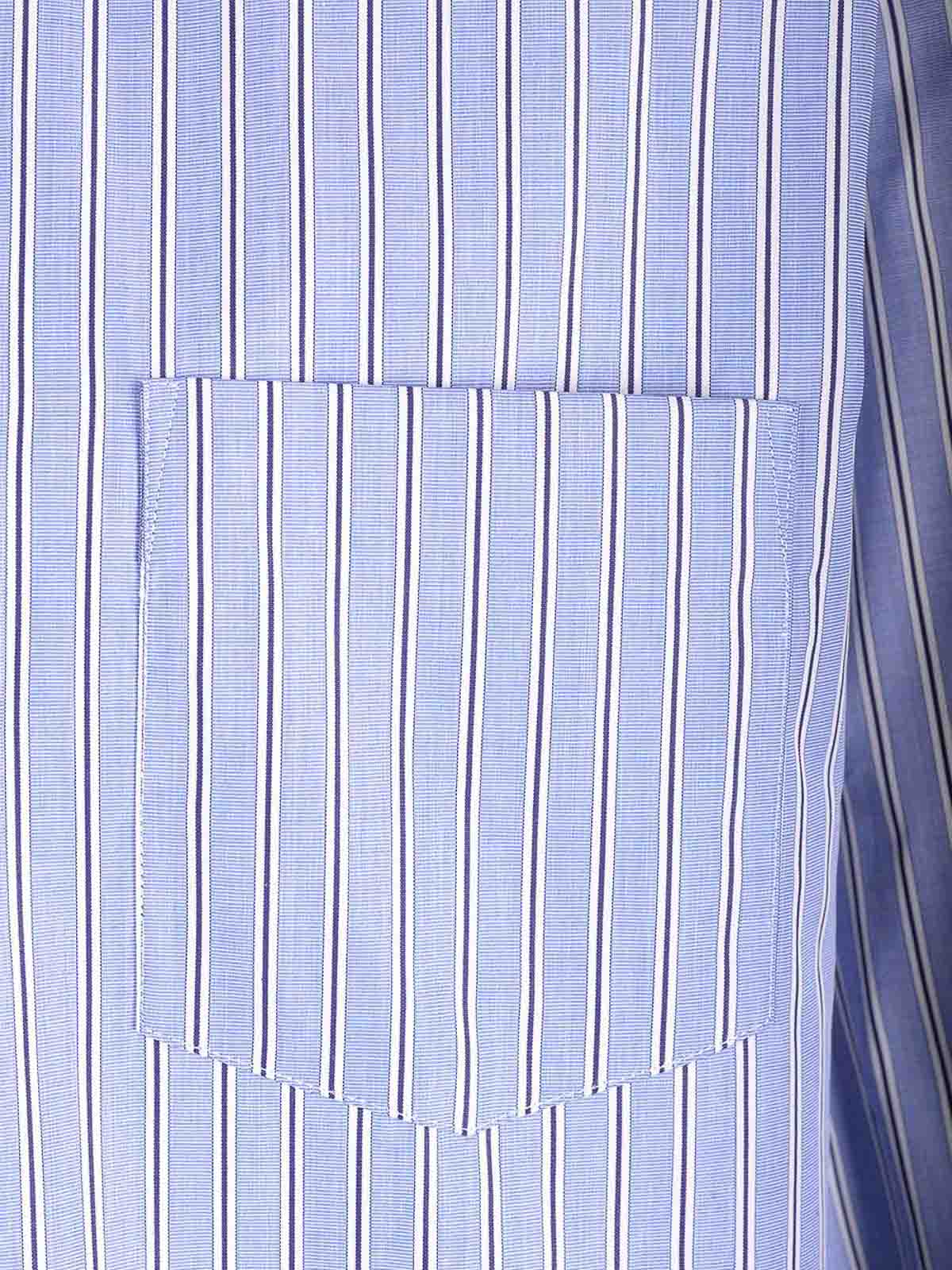 Comme Des Garçons Striped Cotton Shirt In Blue