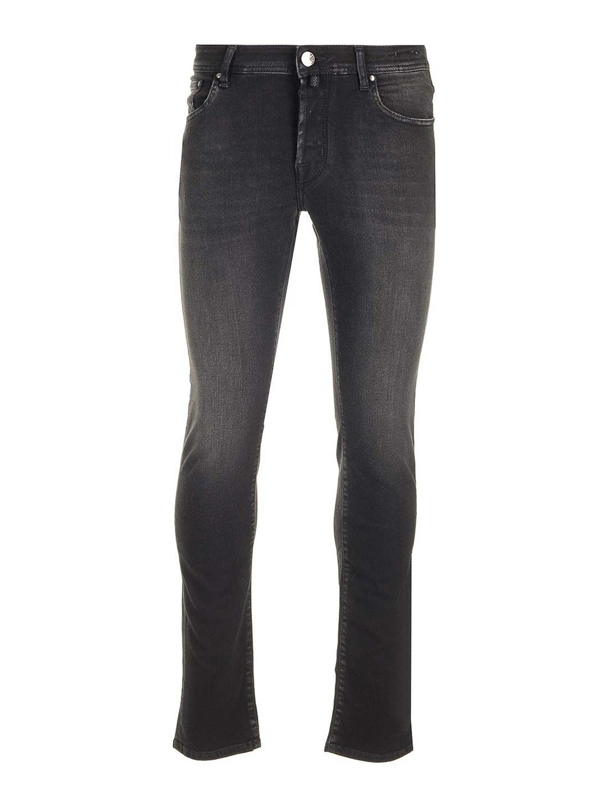 Jacob Cohen Belt Ring Denim Trousers In Gray