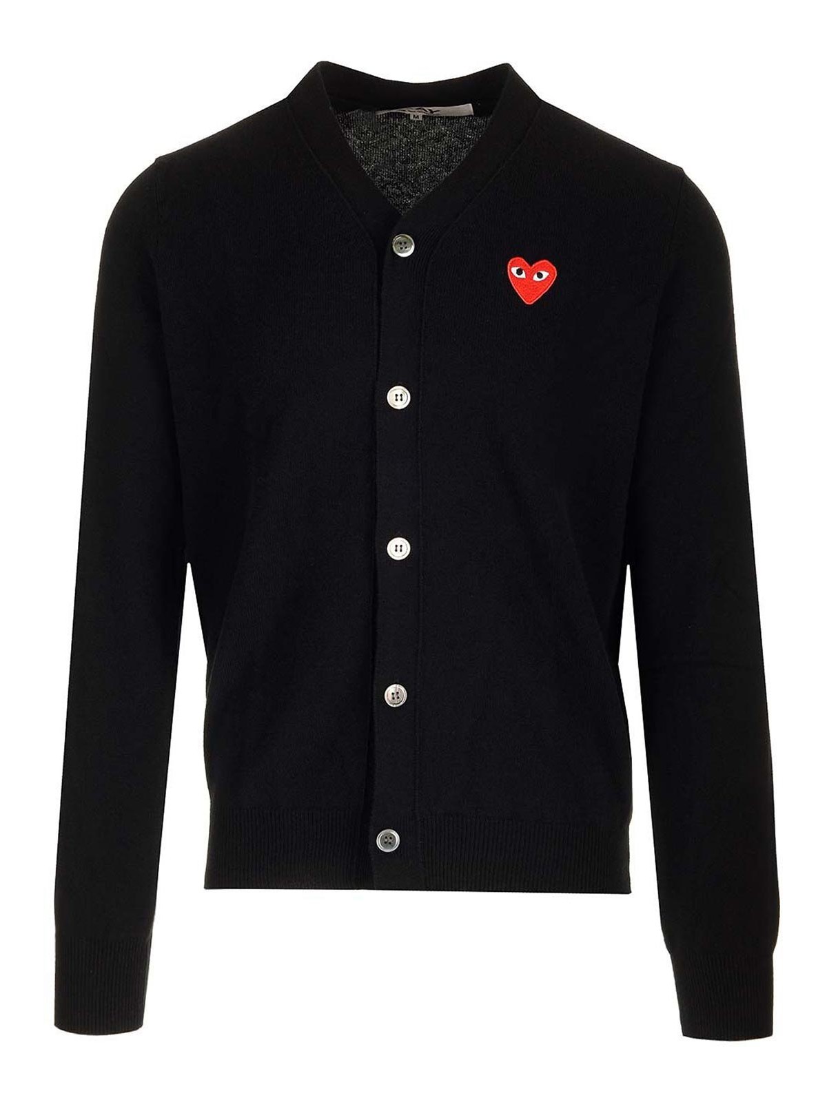 Comme Des Garçons Play Black Wool Cardigan In Black