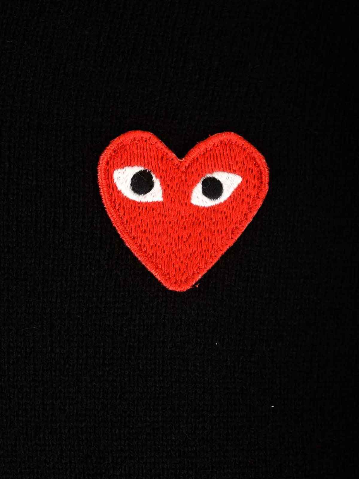 Comme Des Garçons Play Black Wool Cardigan In Black