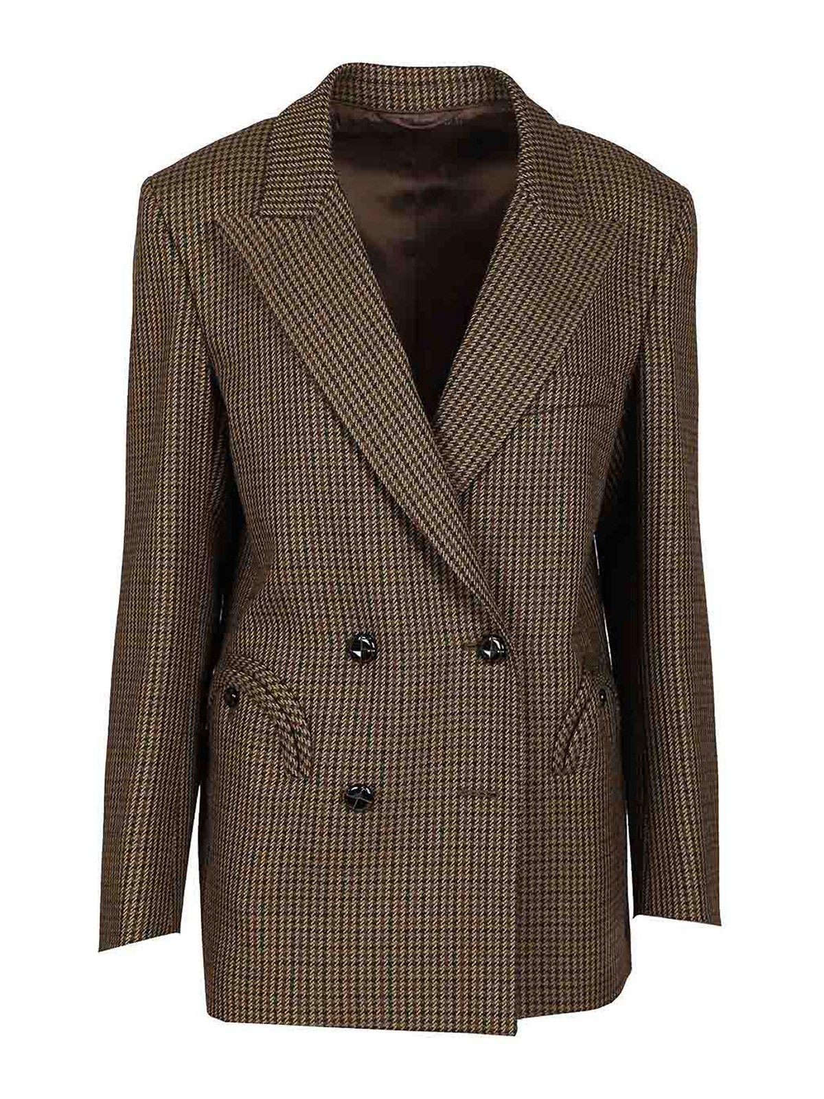 Blazé Milano Blaze Milano Everynight Houndstooth Wool Blazer In Brown